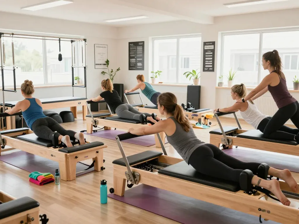 多様な参加者と専門的な指導を示す、zen place pilates 評判を支持するフィットネスコミュニティを強調したグループクラス