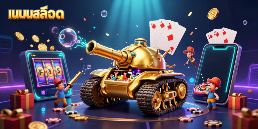 Experience the excitement of แบบสล็อต with a lively 3D depiction of a casino-themed beetle tank.