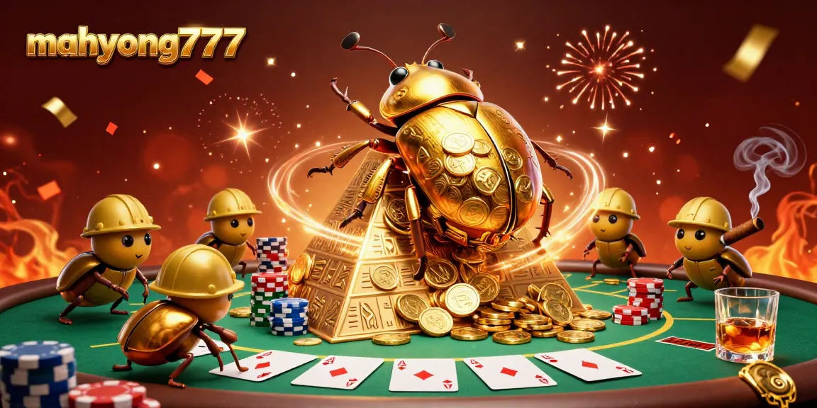 Spin the winning mahyong777 jackpot with vibrant poker elements in a dazzling atmosphere.
