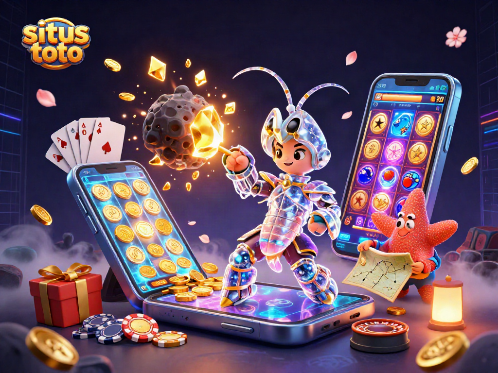 Menangkan permainan situs toto dengan ilustrasi 3D samurai dan jackpot berkilau.