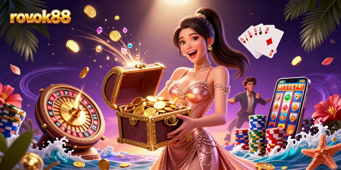 Experience the thrilling gaming action at rokok88 with a photorealistic illustration showcasing exciting casino elements.