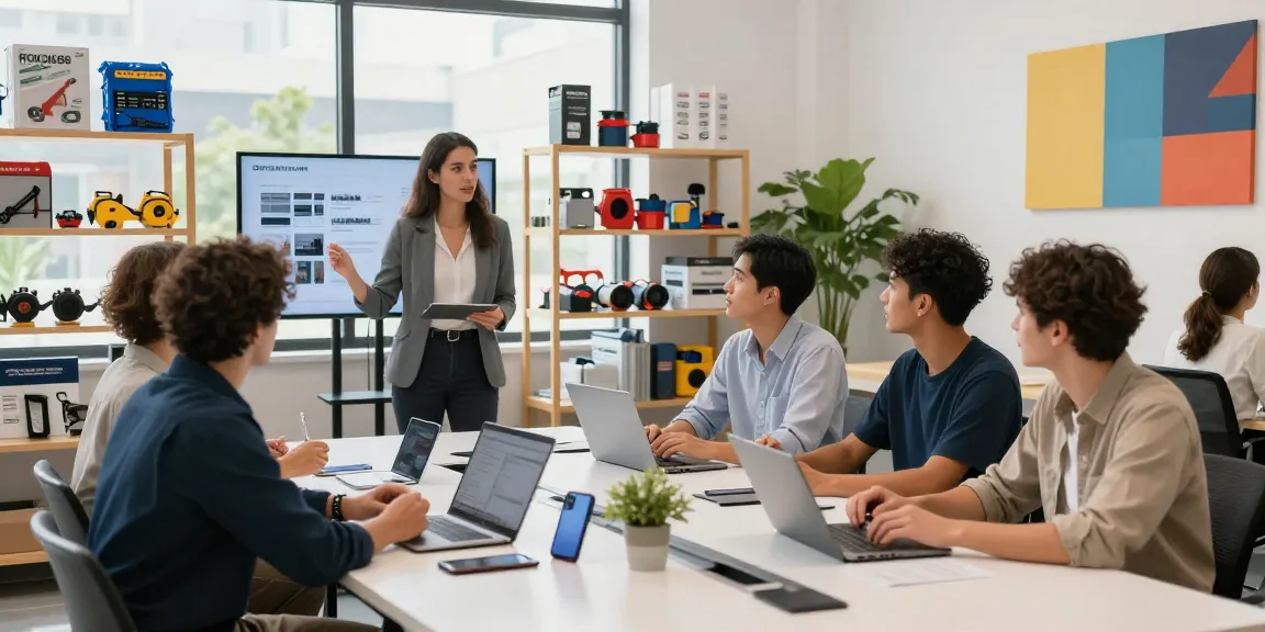 Diverse entrepreneurs collaborating in a modern workspace at https://rokok88.it.com, showcasing industrial products and innovative business strategies.