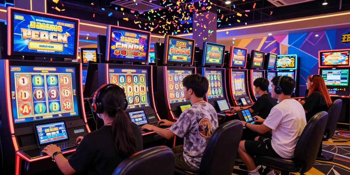 Engaged players enjoying slot gacor games at an energetic digital casino.