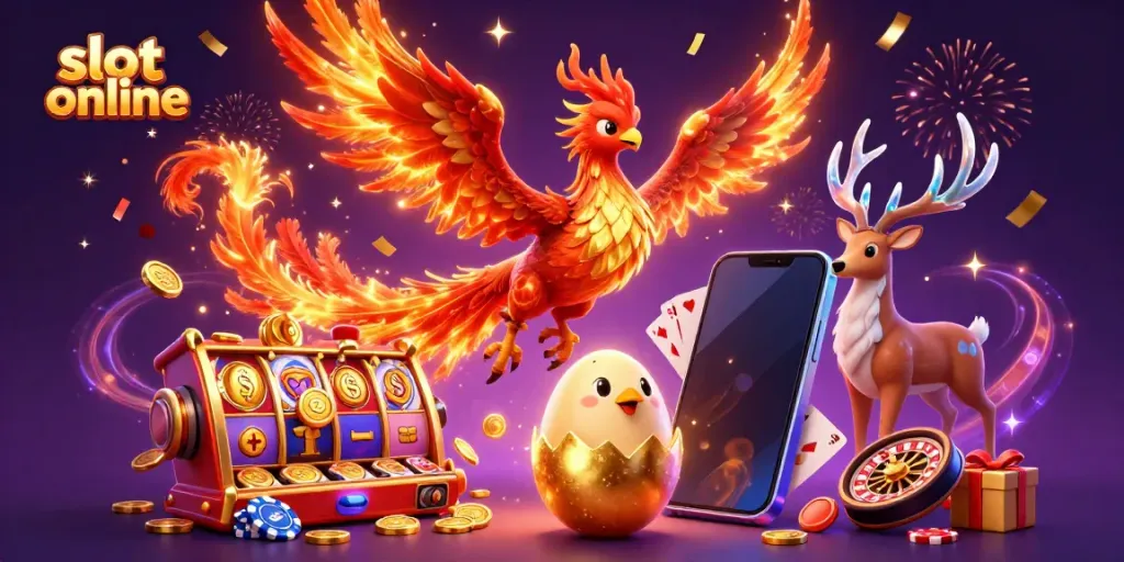 Experience thrilling slot online adventures with vibrant characters and dynamic casino elements bursting with excitement.
