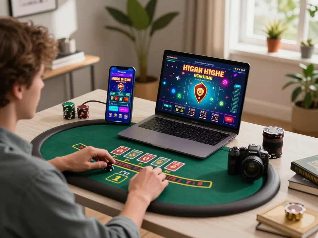 open88 user enjoying live blackjack on laptop in a cozy, stylish home setup.