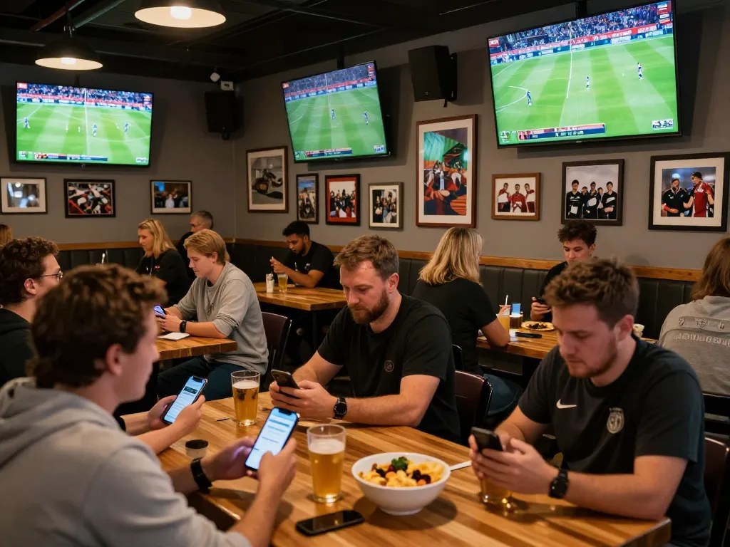 Engaging patrons betting on Bundesliga games at go8 sports bar while celebrating the atmosphere.