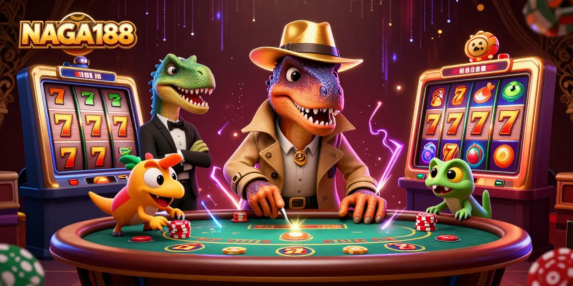 NAGA188 memberikan gambaran menarik tentang permainan slot dengan karakter kartun dinosaur yang beraksi.