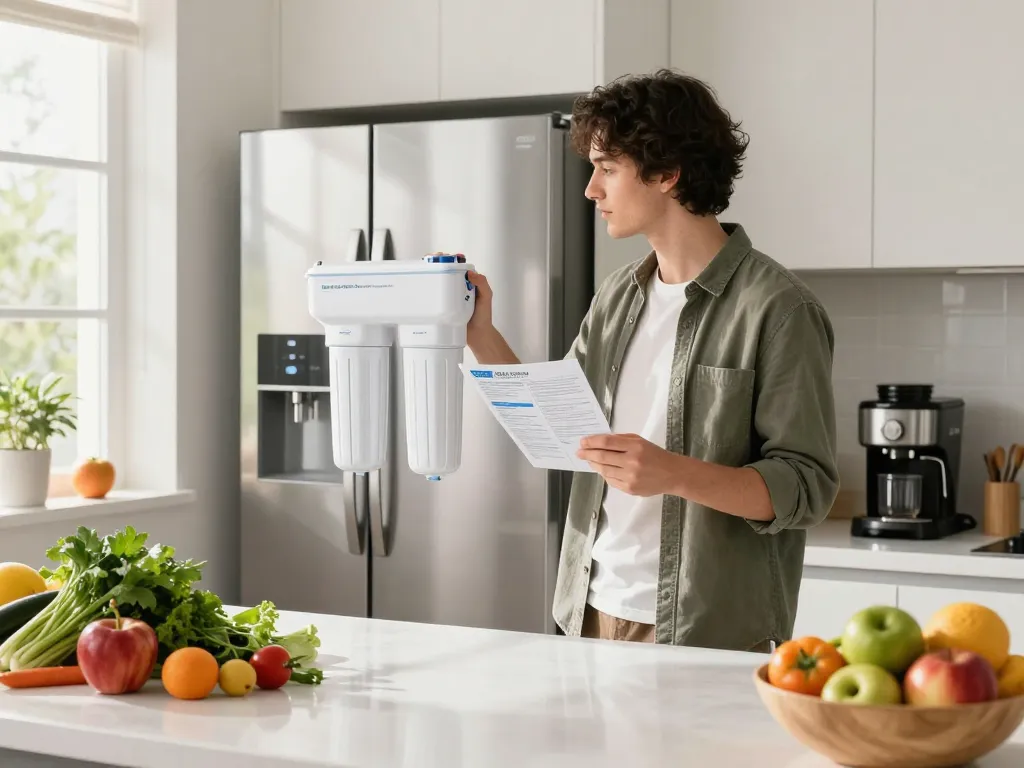 AQUA CREST 4396508 Replacement for Everydrop® Filter 5 showcased in a modern kitchen, highlighting the importance of clean drinking water.