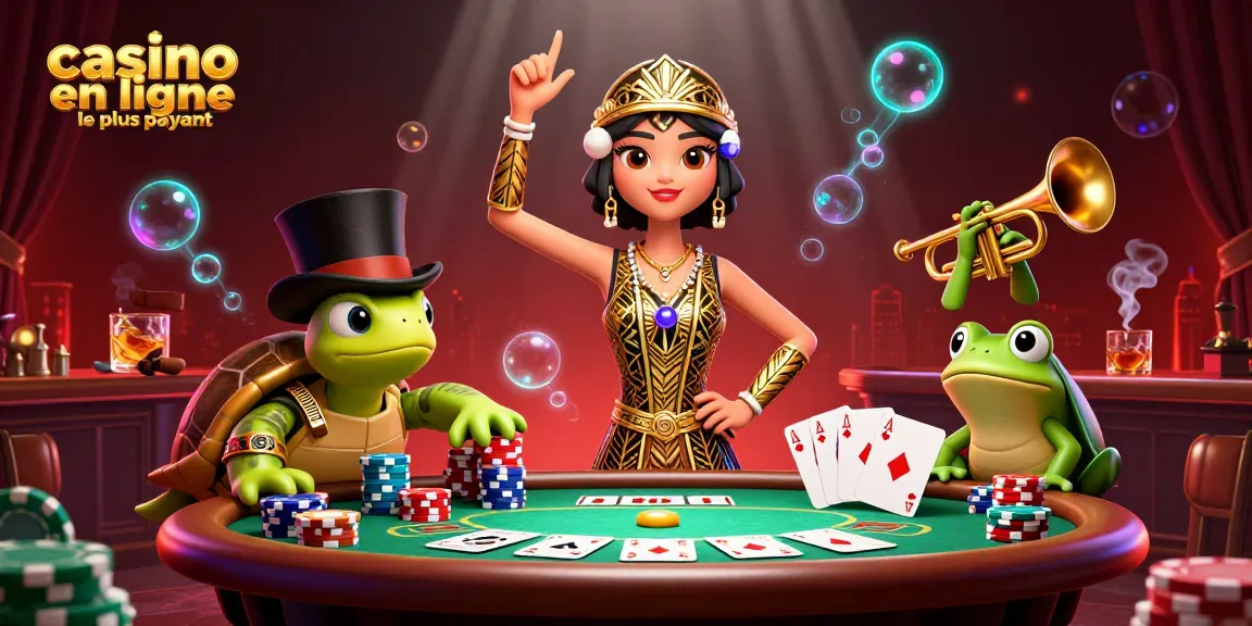 Explorez le casino en ligne le plus payant avec une scène animée remplie de jeux et de personnages colorés.