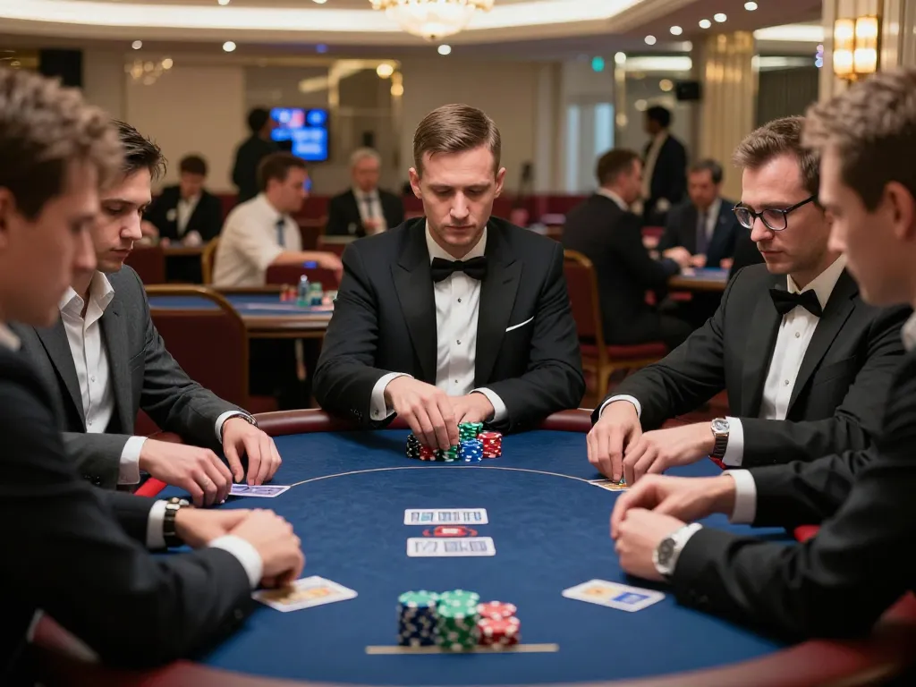 Players engaged in a strategic poker game at u888 casino, showcasing high-stakes gaming atmosphere.