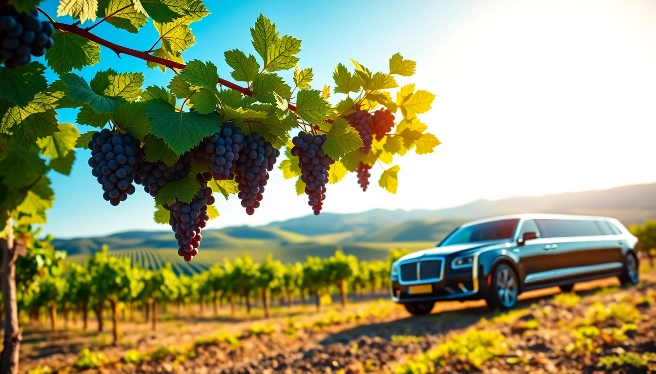 Experience memorable langley wine tours with a luxurious limo nestled in a vibrant vineyard setting.