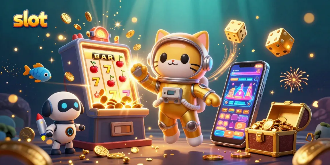 Explore thrilling slot adventures with a 3D astronaut cat and jackpot elements sparkiling around.