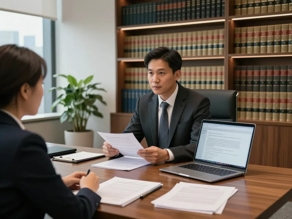 USA lawyers in a professional law office discussing case details with a client