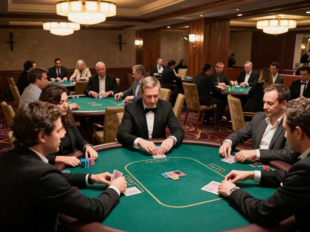 Players engaged in an exciting poker game at the casino, exploring king garuda strategies and odds.