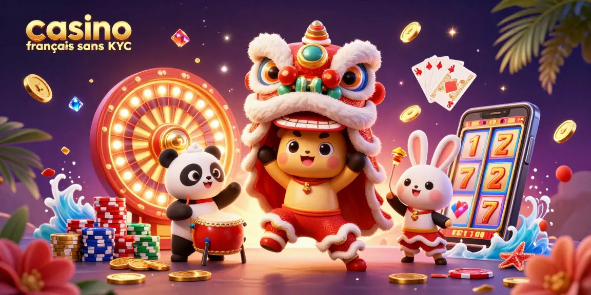 Profitez de vos jeux avec le casino français sans KYC dans un paysage de fête coloré et dynamique.