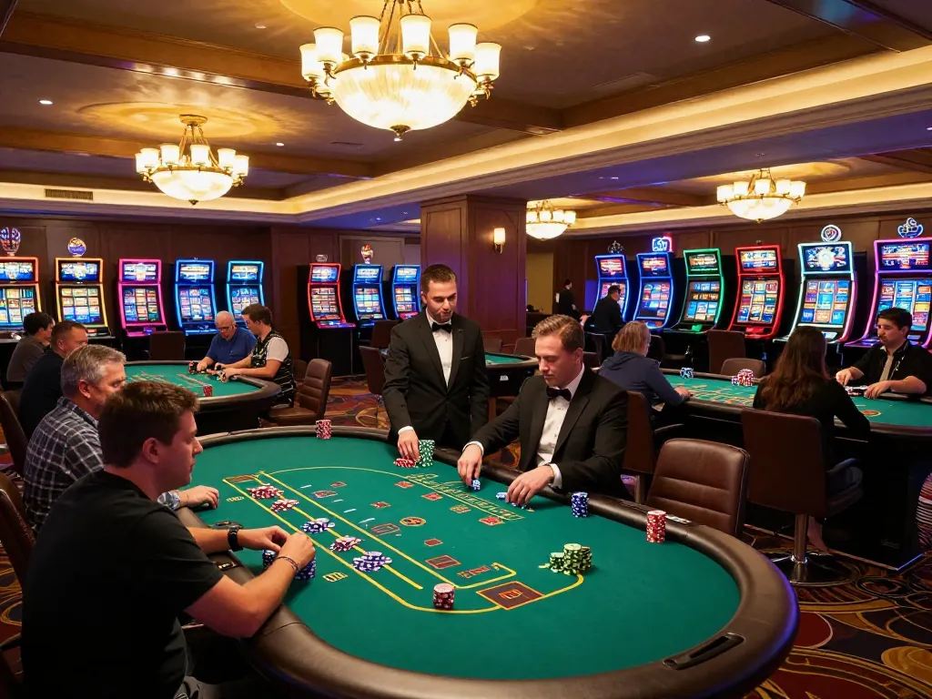 KJC players enjoying an engaging blackjack game at an upscale casino, showcasing dynamic gameplay.