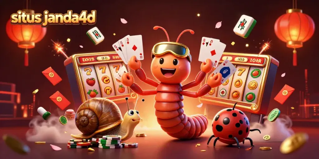 Permainan menarik di situs janda4d dengan dealer kartun unik dan simbol keberuntungan.