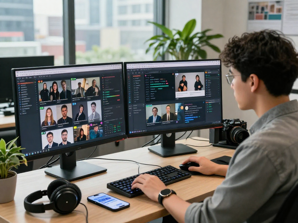 AI image detector active in a modern workspace analyzing flagged content with real-time data metrics.