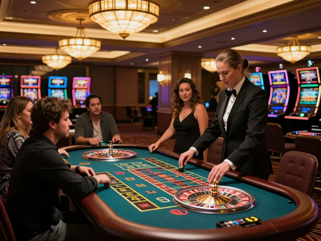 Các người chơi tận hưởng một trò chơi roulette thú vị tại casino luckywin, cho thấy các chiến lược và sự hồi hộp.