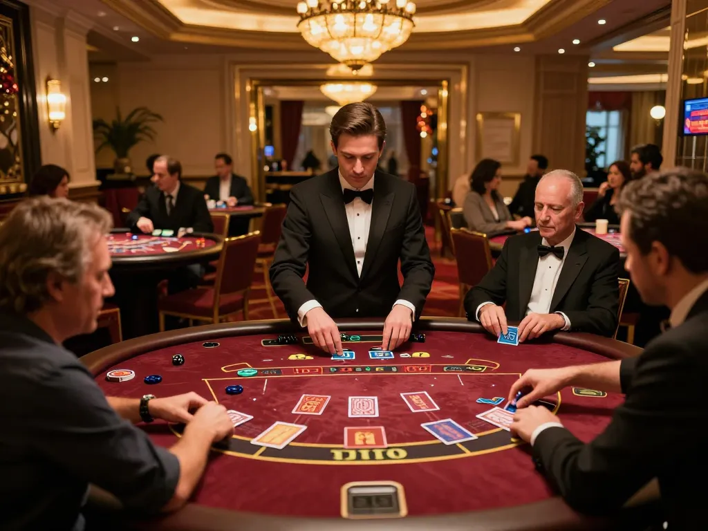 Engaged players on 888now enjoying a dynamic casino game atmosphere with luxurious decor and professional dealers.