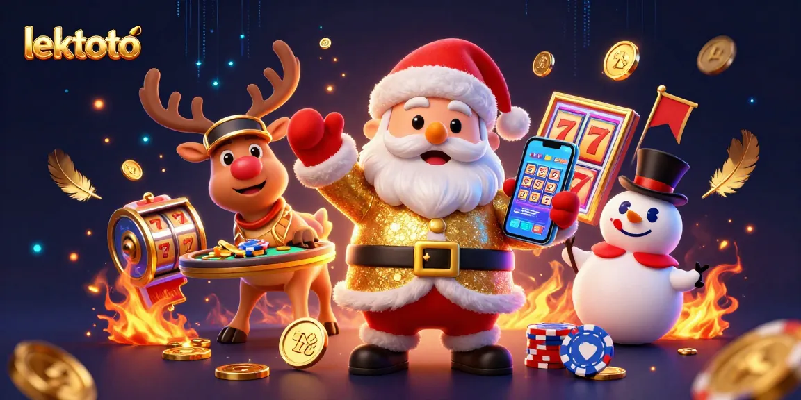 Experience lektoto thrills with Santa, a reindeer dealer, and a poker chip snowman celebrating jackpots.