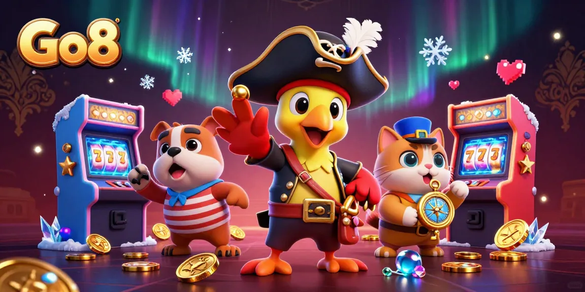 Experience the excitement at Go8 with pirate captains and arcade games in a thrilling casino setting.