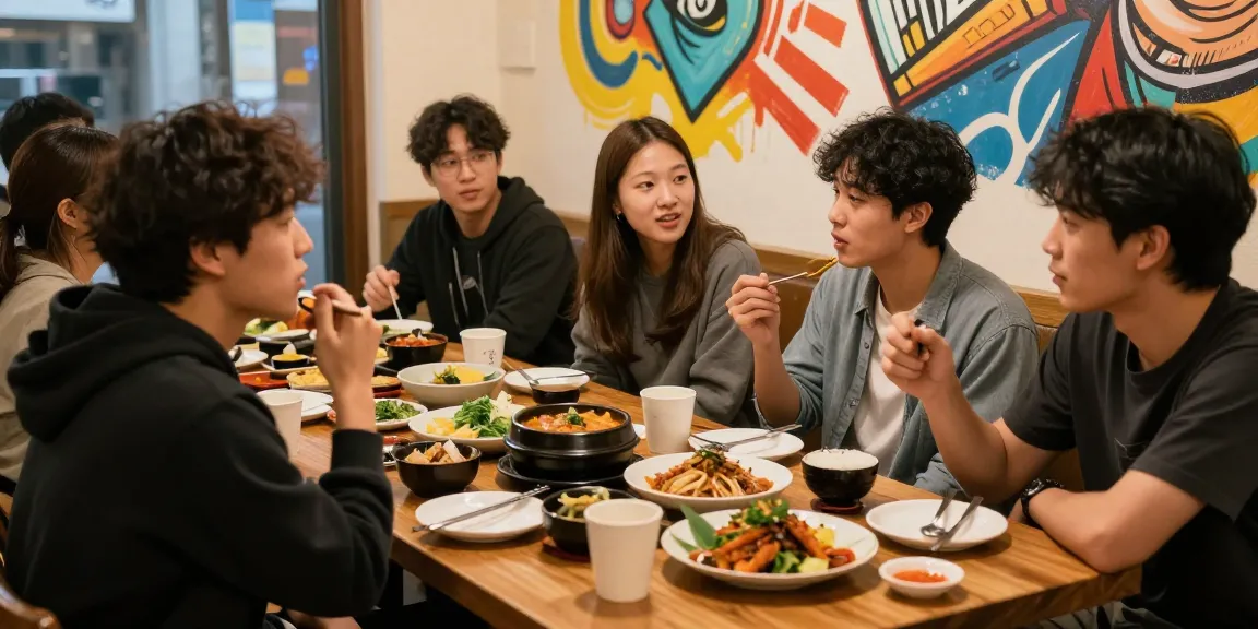Engaged young adults sharing Asian cuisine experiences at https://hanadultalk.com, showcasing cultural diversity and conversation.