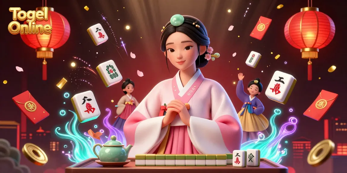 Enjoy Togel Online with a serene atmosphere featuring an elegant woman and vibrant game elements.