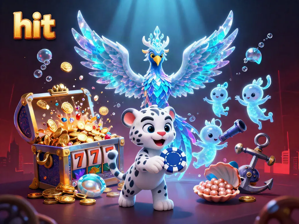 Experience the thrill of hit-themed gaming with a vibrant illustration of an ice phoenix and glowing characters.