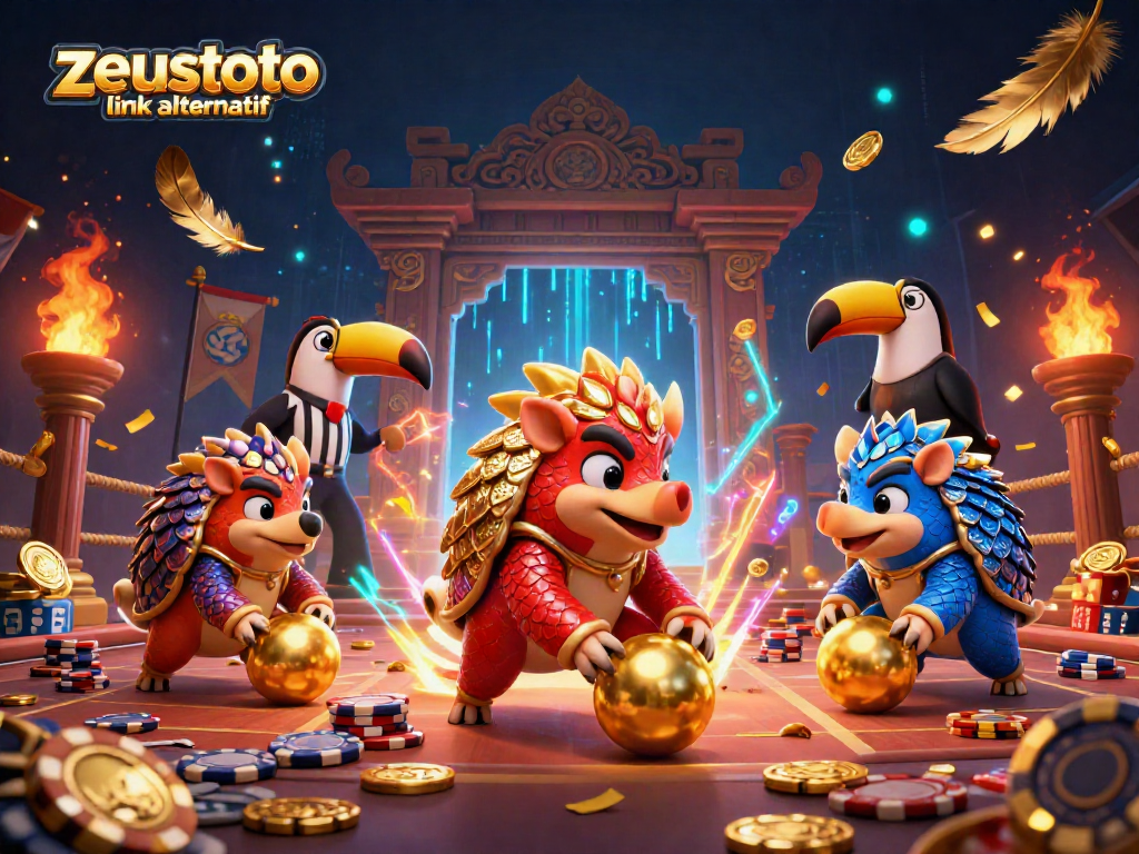 Engage with zeustoto link alternatif in a vibrant casino showdown featuring dynamic pangolins and poker chips.