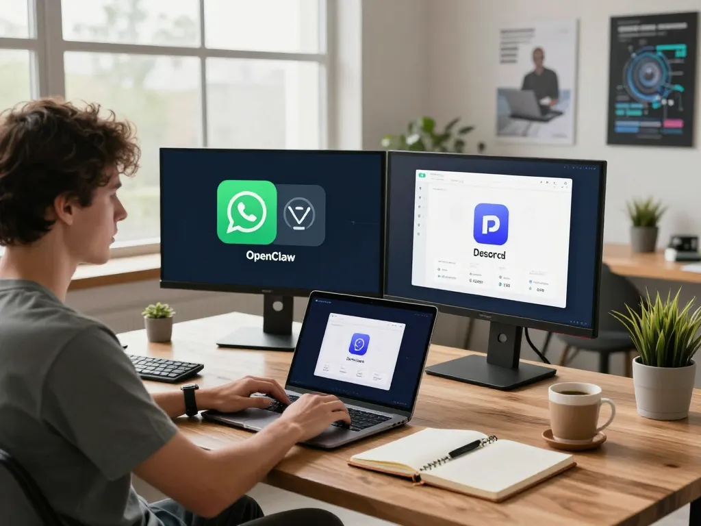 OpenClaw personal AI assistant setup in a modern workspace with tech integrations.