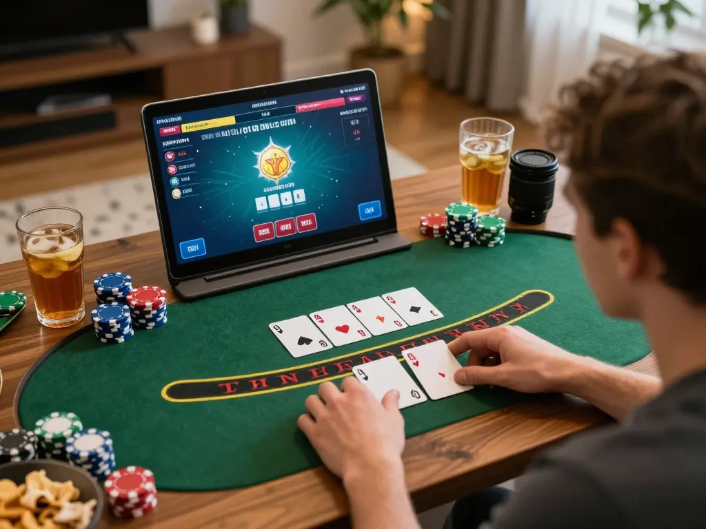 Engaging online gameplay experience in a home setting with包网 platform and live dealer blackjack.