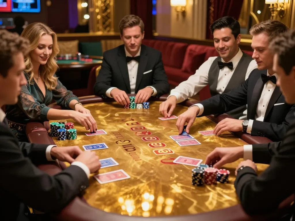 Players enjoying a thrilling blackjack game at Onbet's vibrant casino tables, capturing the excitement of strategic gameplay.