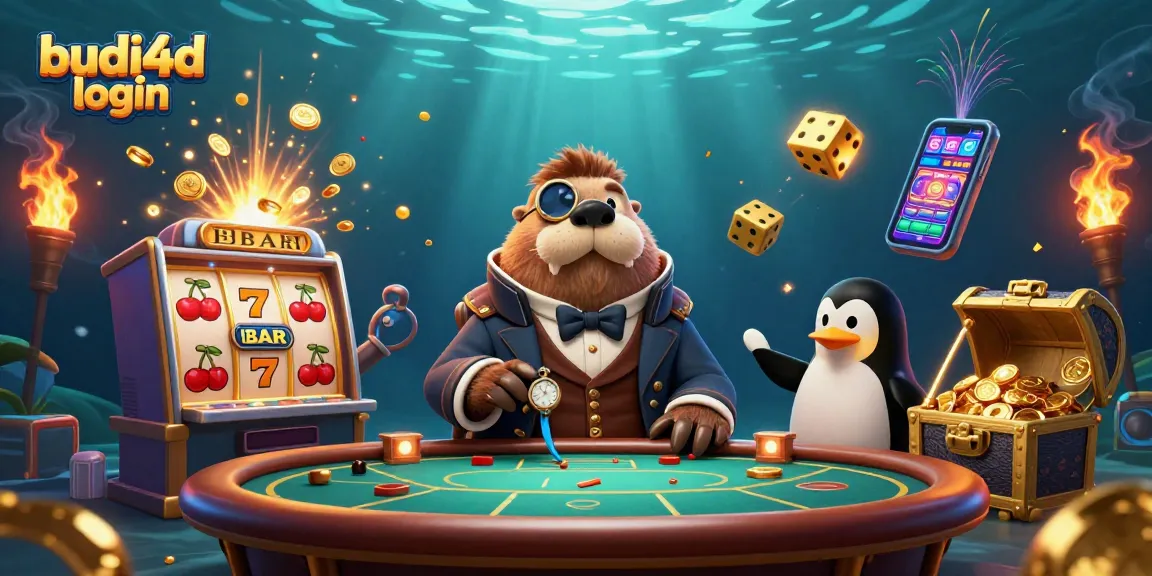 Win at BUDI4D login with stunning underwater poker illustration and vibrant casino elements.