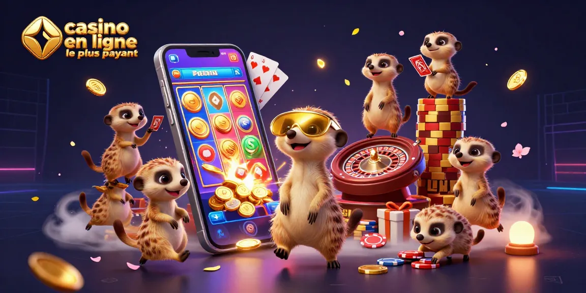 Découvrez le casino en ligne le plus payant grâce à cette illustration de suricates animant un casino dynamique.